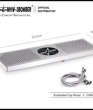 MHW-3BOMBER Embedded Stainless Steel Cup Rinser Glass/Pitcher Counter Mount - CW5425
