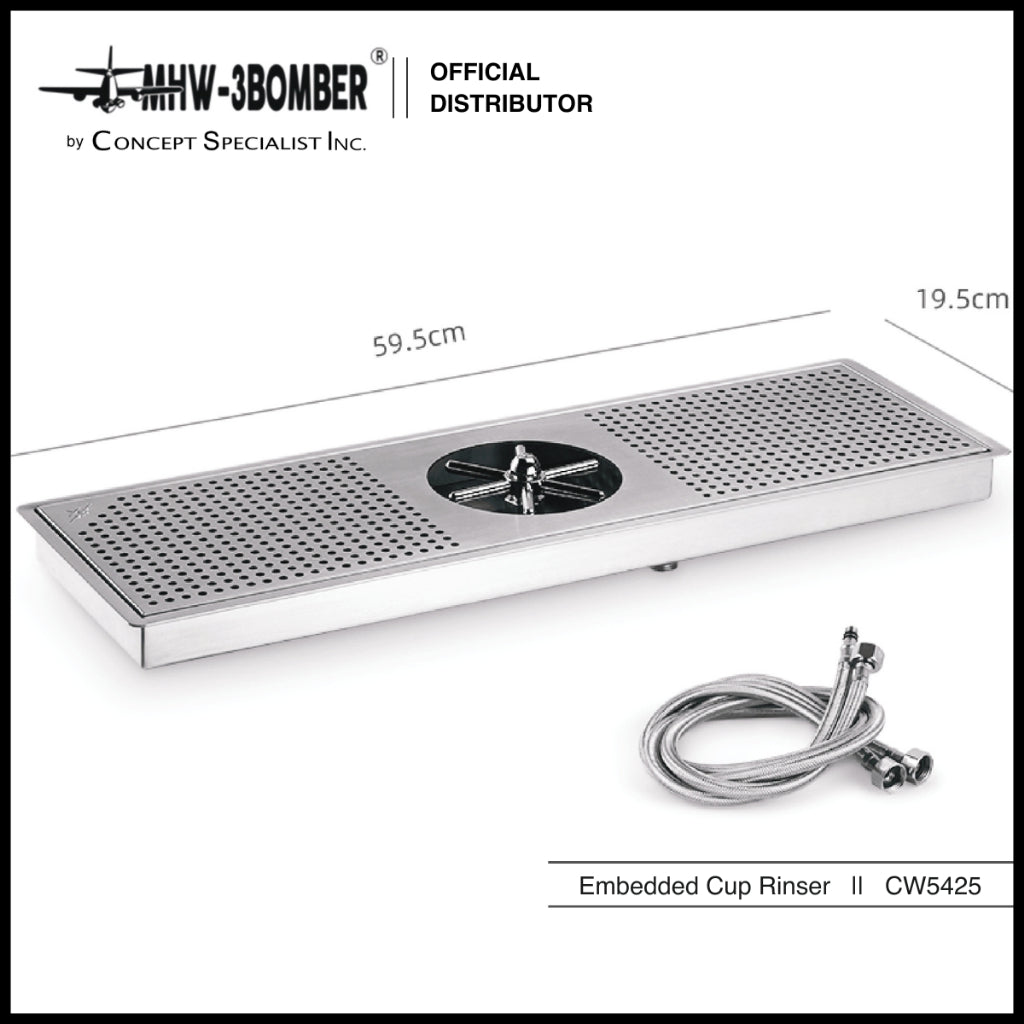 MHW-3BOMBER Embedded Stainless Steel Cup Rinser Glass/Pitcher Counter Mount - CW5425
