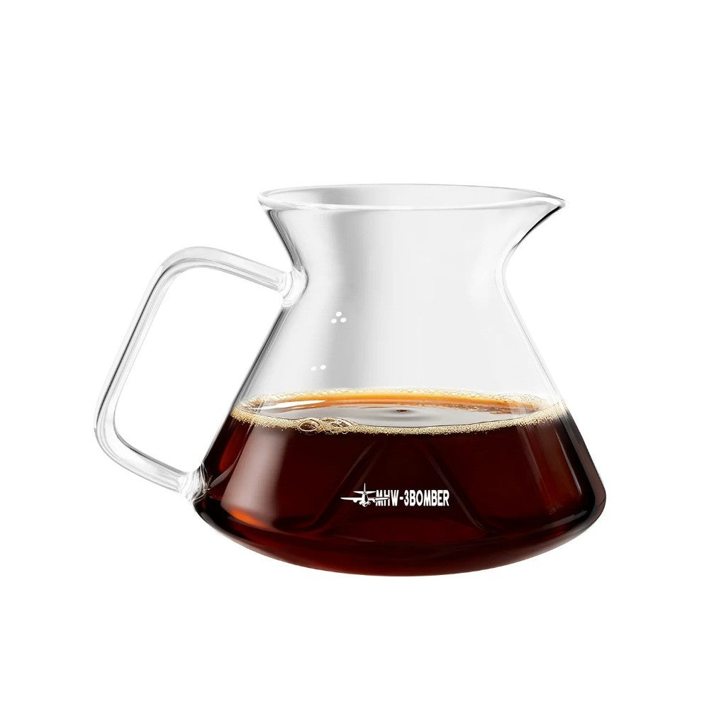 MHW-3BOMBER Hill Coffee Server 600ml Borosilicate Glass Pour Over Coffee Carafe G6789T