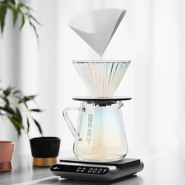 MHW-3BOMBER ELF Glass Coffee Dripper Transparent Borosilicate Pour Over Coffee Filter V60 Style
