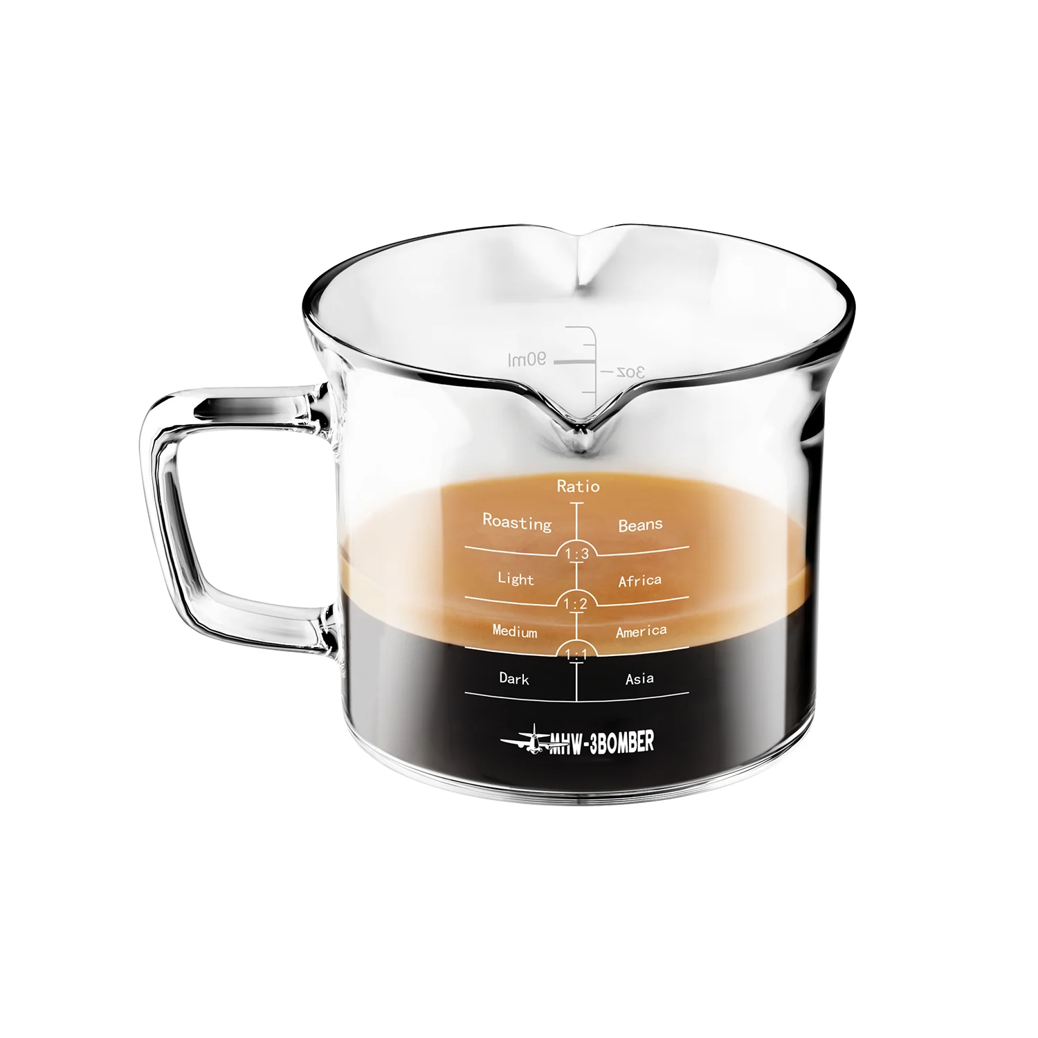 MHW-3BOMBER Double Spouts Espresso Coffee Measuring Cup 80ml - G5059